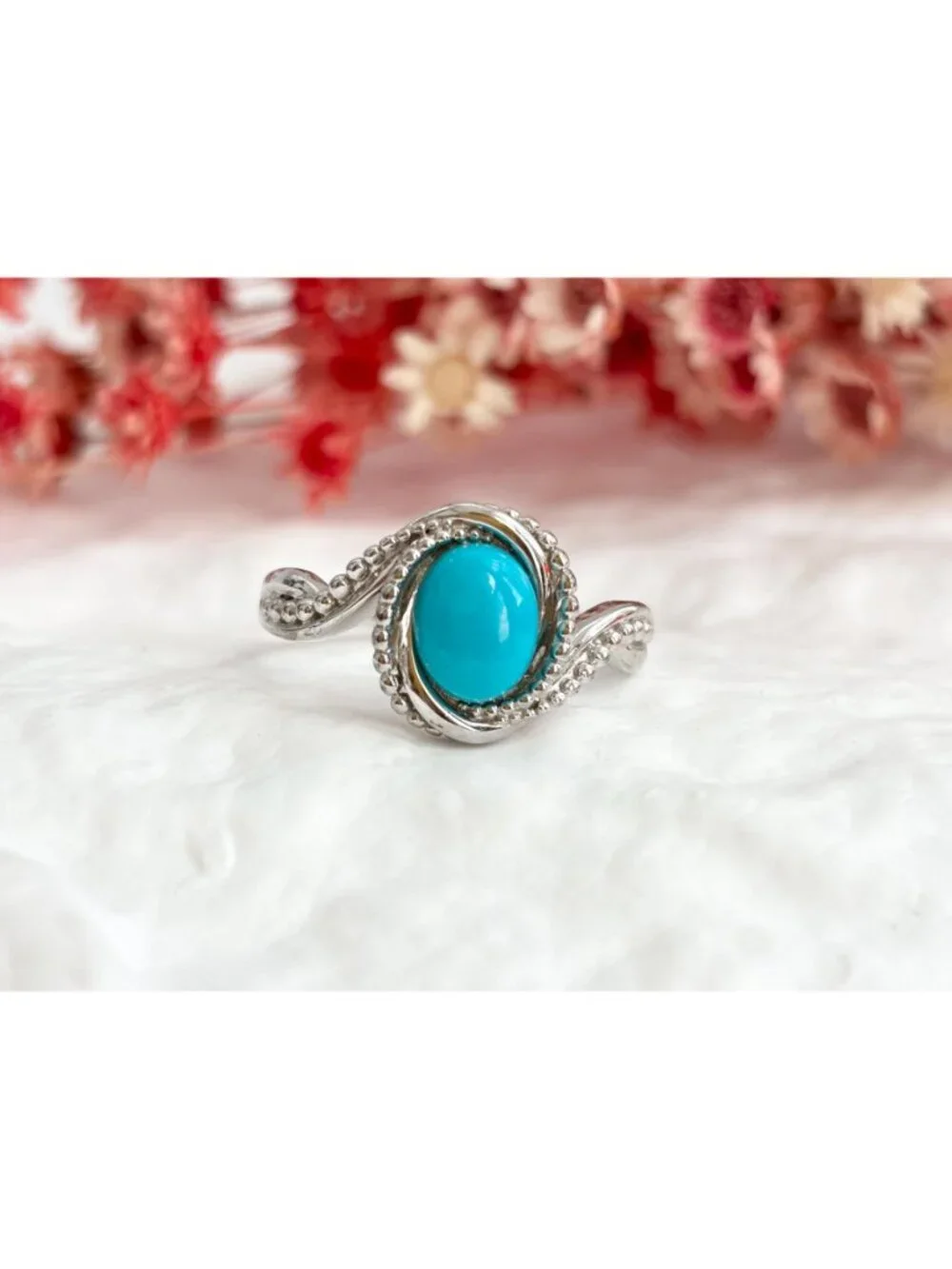 Sleeping Beauty Turquoise Stone Sterling Silver 925 Vintage Ring - sz 11.25